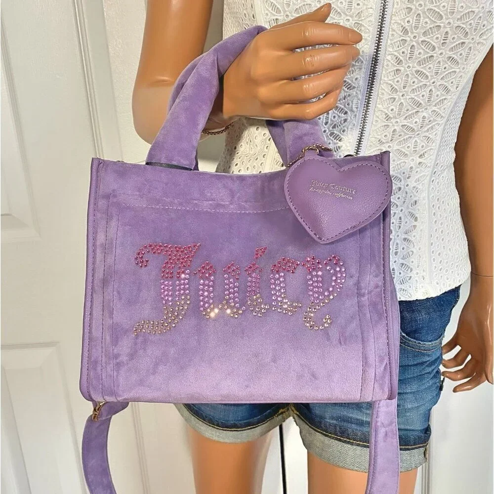 Juicy Couture Dusty Violet Big Spender Heart Charm Mini Tote Bag Satchel NWT